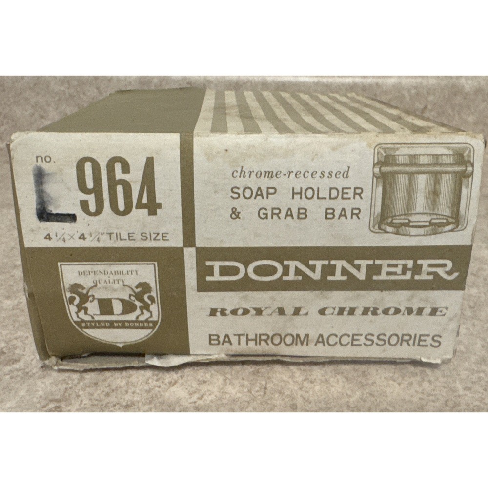 Vintage 1960s - 1970's Donner 964 Chrome Recessed Soap Holder Grab Bar Japan NOS